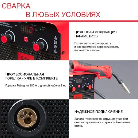 Полуавтомат сварочный FUBAG IRMIG 180 SYN с горелкой 250 А 3 м в комплекте в Саранск фото