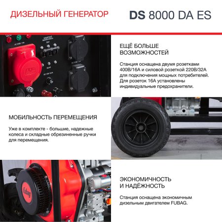FUBAG Дизельный генератор (трехфазный) с электростартером и коннектором автоматики DS 8000 DA ES в Саранск фото