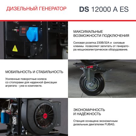 FUBAG Дизельный генератор с электростартером и коннектором автоматики DS 12000 A ES в Саранск фото