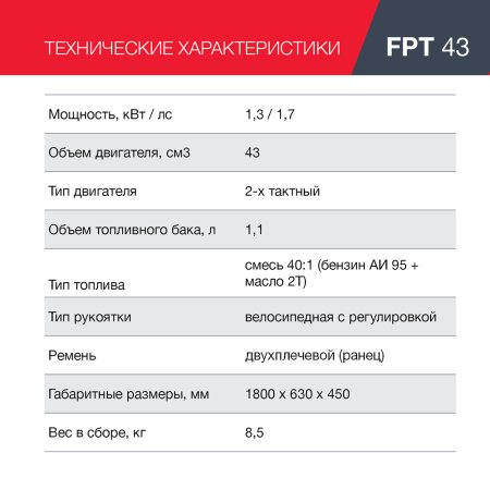 FUBAG Бензиновый триммер FPT 43 + Триммерная леска сечение витой квадрат L 130 м * 2.4 мм в ПОДАРОК в Саранск фото
