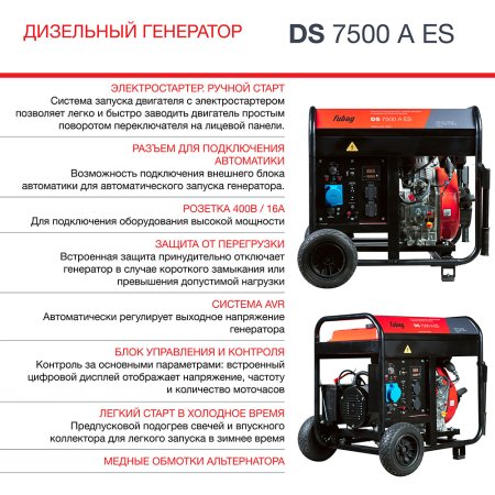 Дизельный генератор FUBAG DS 7500 A ES с электростартером и коннектором автоматики в Саранск фото